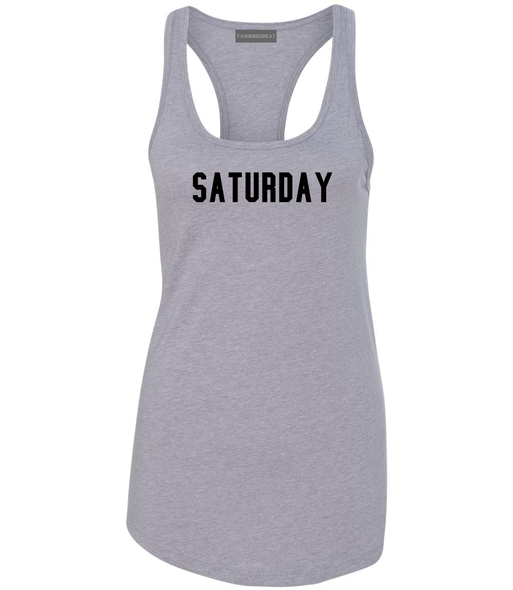 Saturday Days Of The Week Grey Womens Racerback Tank Top