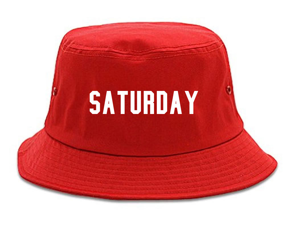 Saturday Days Of The Week red Bucket Hat