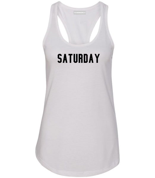Saturday Days Of The Week White Womens Racerback Tank Top