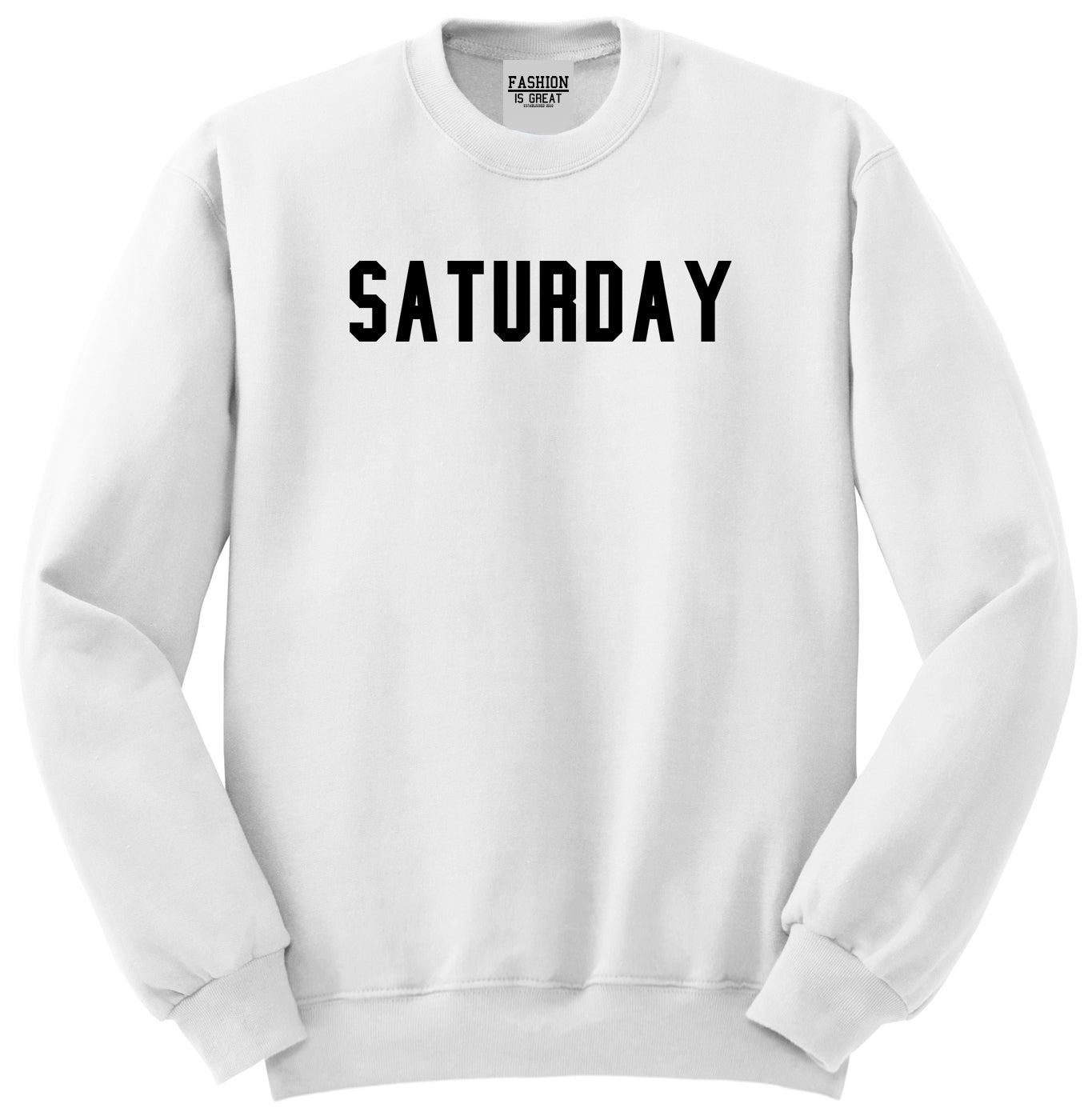 Saturday Days Of The Week White Womens Crewneck Sweatshirt