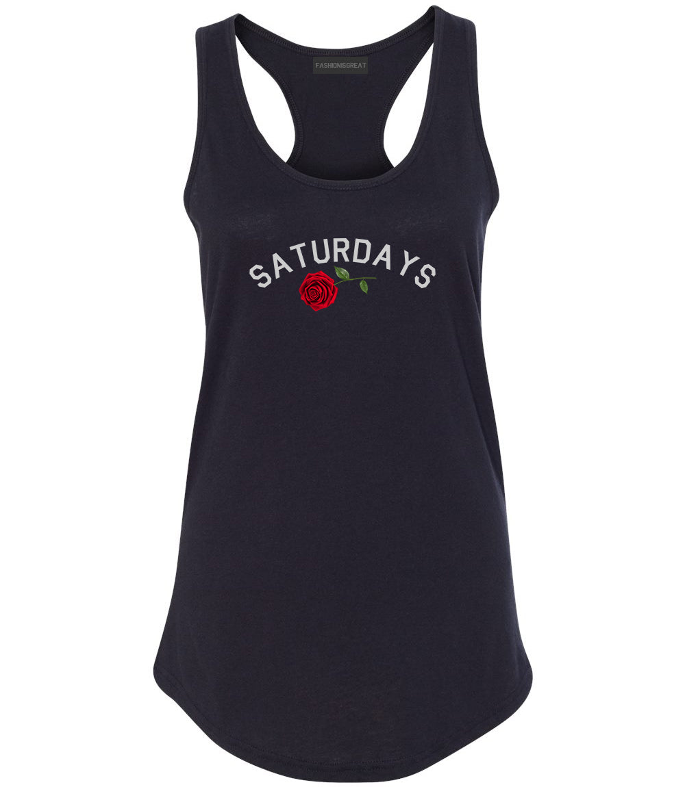 Saturdays Rose Womens Racerback Tank Top Black
