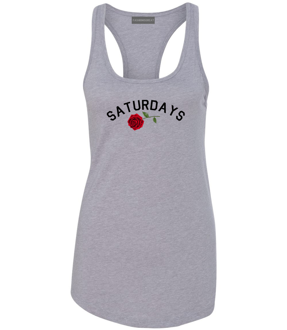 Saturdays Rose Womens Racerback Tank Top Grey