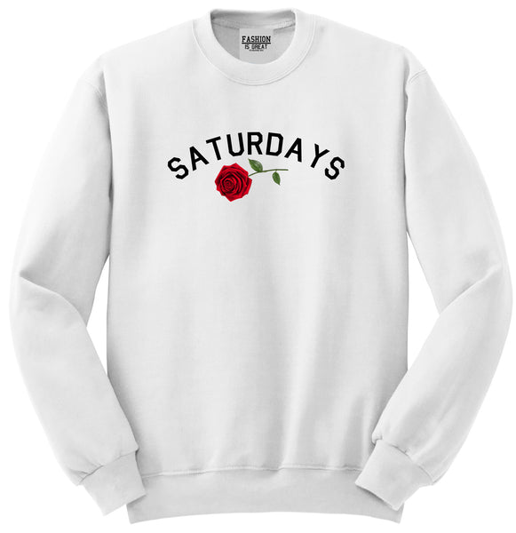 Saturdays Rose Unisex Crewneck Sweatshirt White