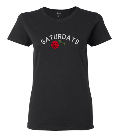 Saturdays Rose Womens Graphic T-Shirt Black