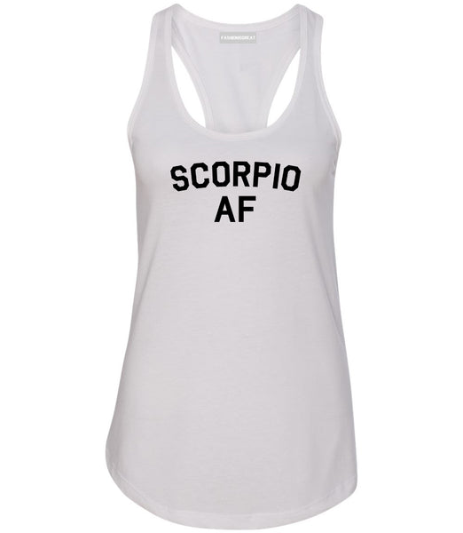 Scorpio AF Astrology Sign White Racerback Tank Top