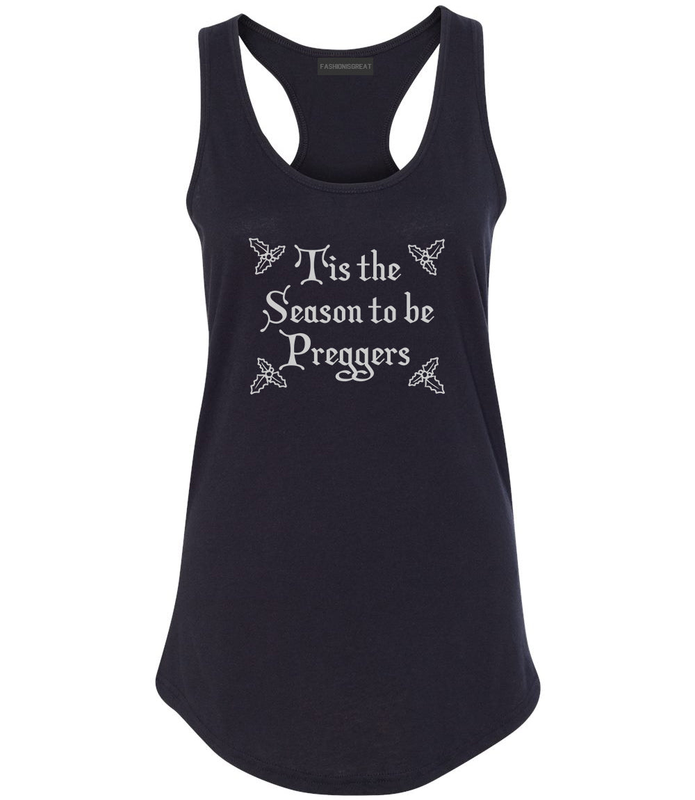 Season To Be Preggers christmas holiday Black Racerback Tank Top