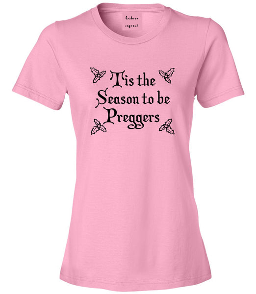 Season To Be Preggers christmas holiday Pink T-Shirt