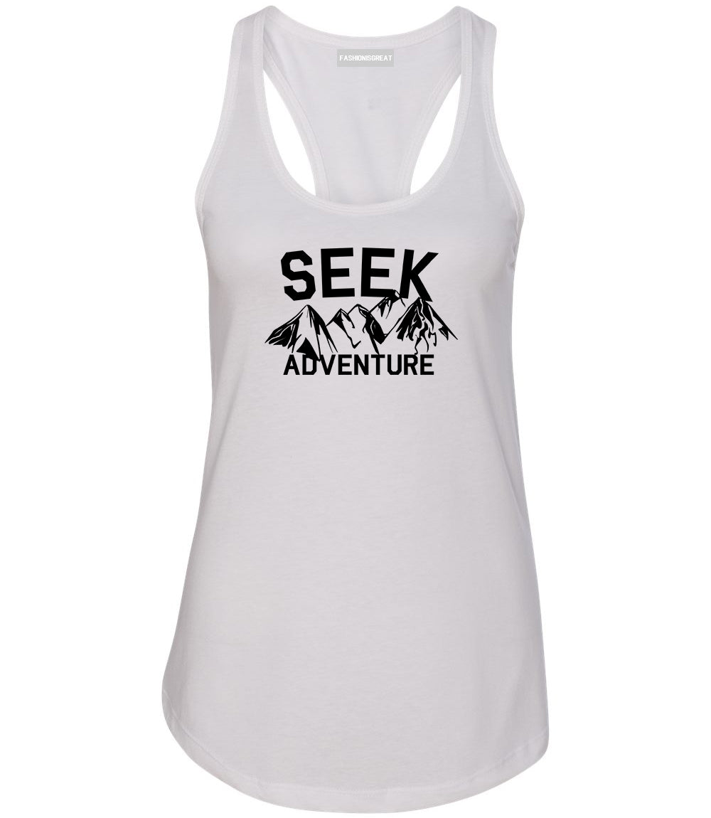 Seek Adventure Hiking Camping Womens Racerback Tank Top White