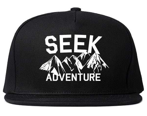 Seek Adventure Hiking Camping Snapback Hat Black