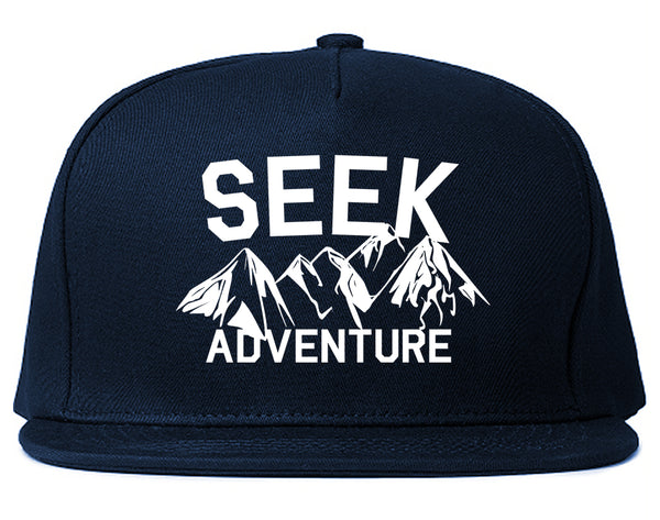 Seek Adventure Hiking Camping Snapback Hat Blue