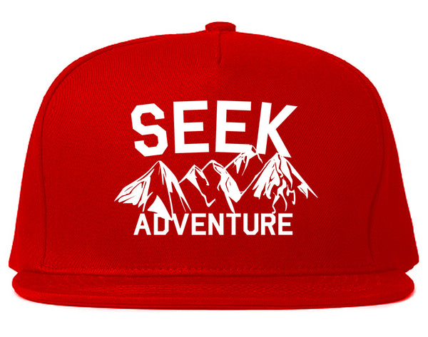 Seek Adventure Hiking Camping Snapback Hat Red