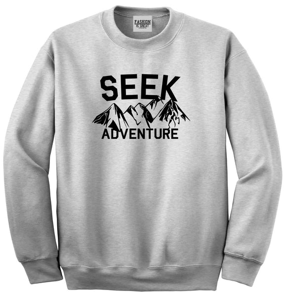 Seek Adventure Hiking Camping Unisex Crewneck Sweatshirt Grey