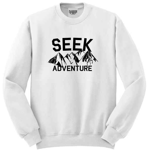 Seek Adventure Hiking Camping Unisex Crewneck Sweatshirt White