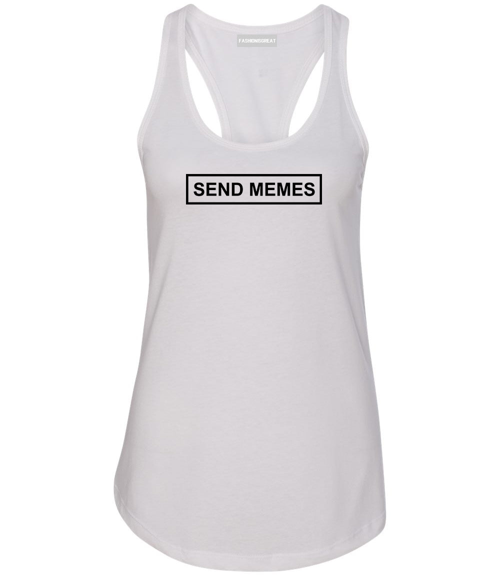Send Memes Box Funny Womens Racerback Tank Top White