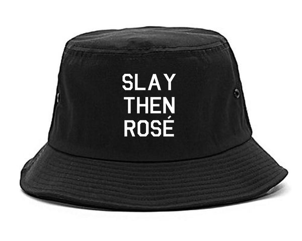 Slay Then Rose Black Bucket Hat