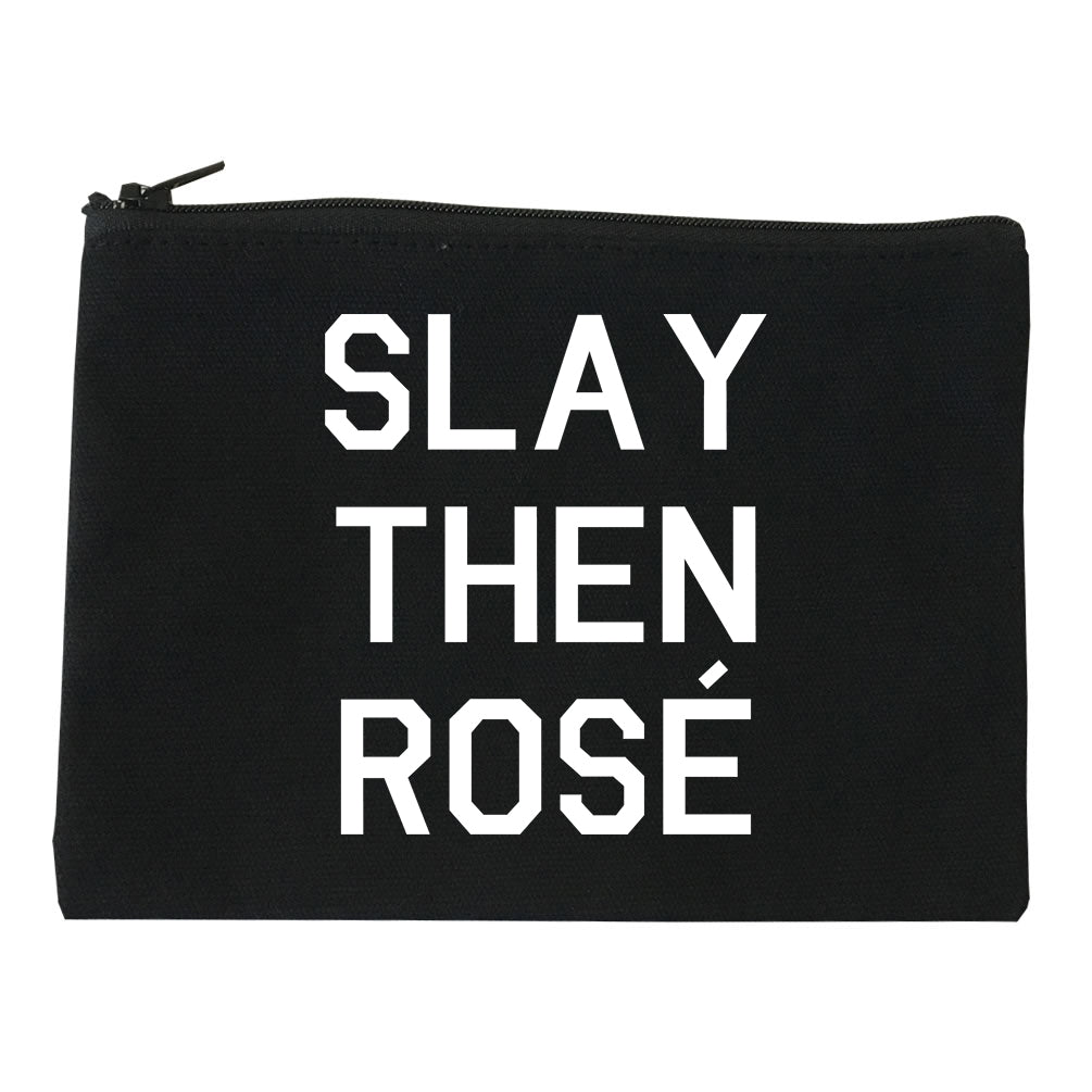 Slay Then Rose Black Makeup Bag