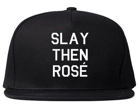 Slay Then Rose Black Snapback Hat