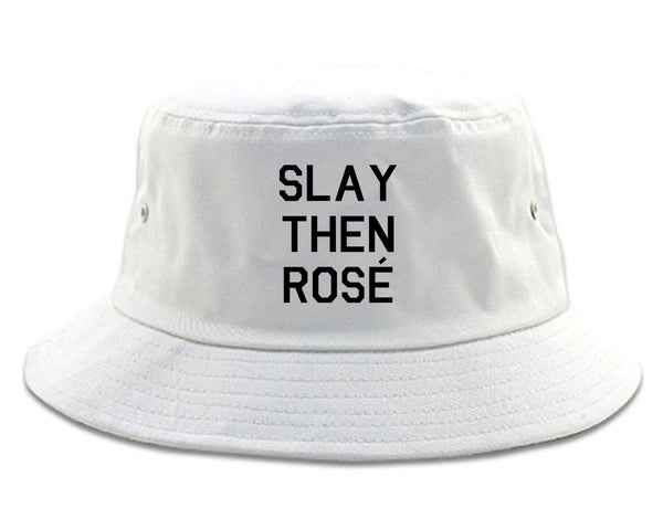 Slay Then Rose White Bucket Hat
