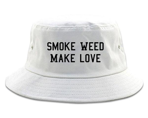 Smoke Weed Make Love Bucket Hat White