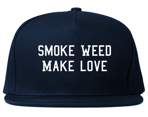 Smoke Weed Make Love Snapback Hat Blue
