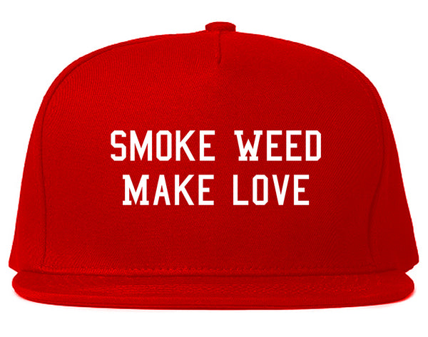 Smoke Weed Make Love Snapback Hat Red