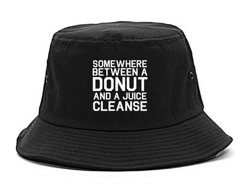 Somewhere Between A Donut And A Juice Cleanse Workout Bucket Hat Black