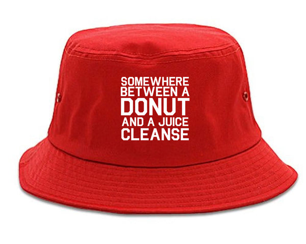 Somewhere Between A Donut And A Juice Cleanse Workout Bucket Hat Red