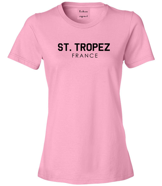 St Tropez France Womens Graphic T-Shirt Pink
