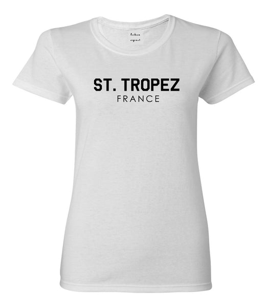 St Tropez France Womens Graphic T-Shirt White