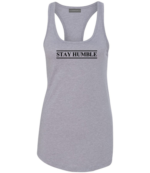 Stay Humble Lines Grey Womens Racerback Tank Top