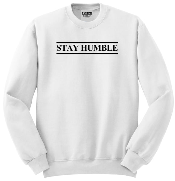 Stay Humble Lines White Womens Crewneck Sweatshirt