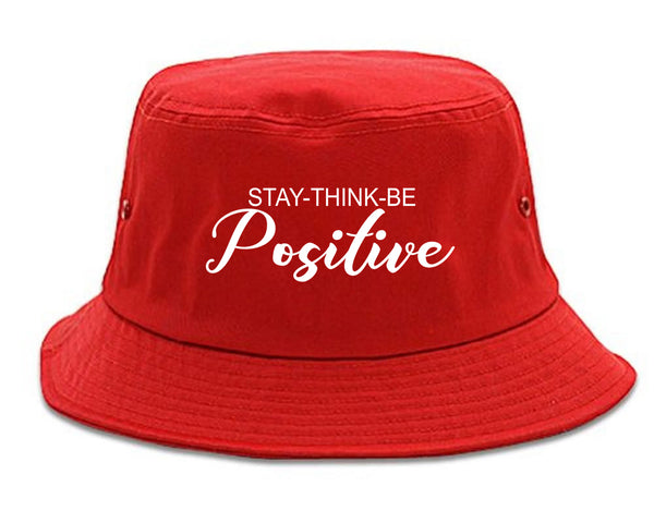 Stay Think Be Positive red Bucket Hat