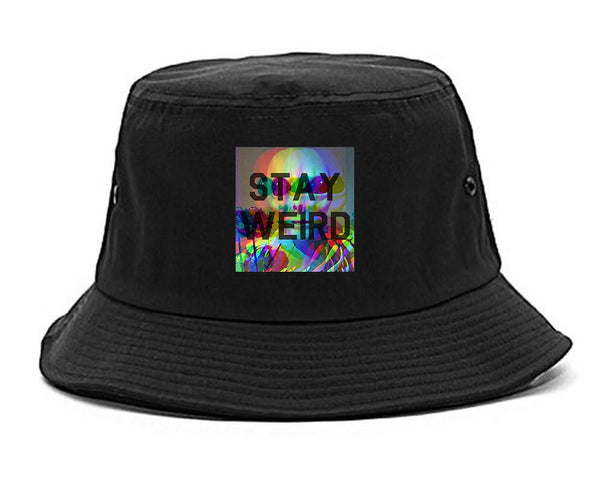 Stay Weird Alien Psychedelic black Bucket Hat