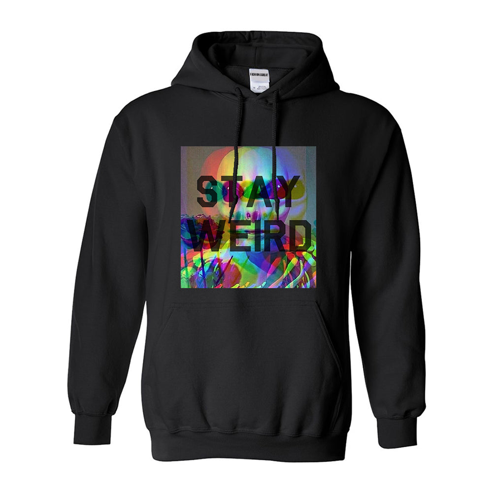 Stay Weird Alien Psychedelic Black Womens Pullover Hoodie