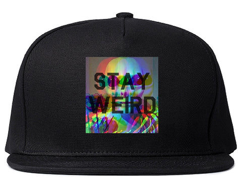 Stay Weird Alien Psychedelic Black Snapback Hat