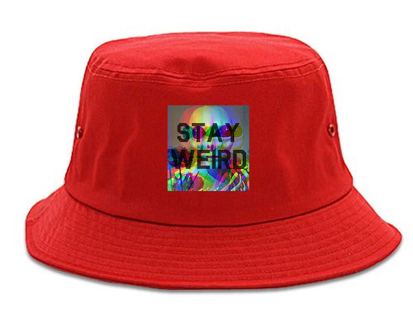 Stay Weird Alien Psychedelic red Bucket Hat