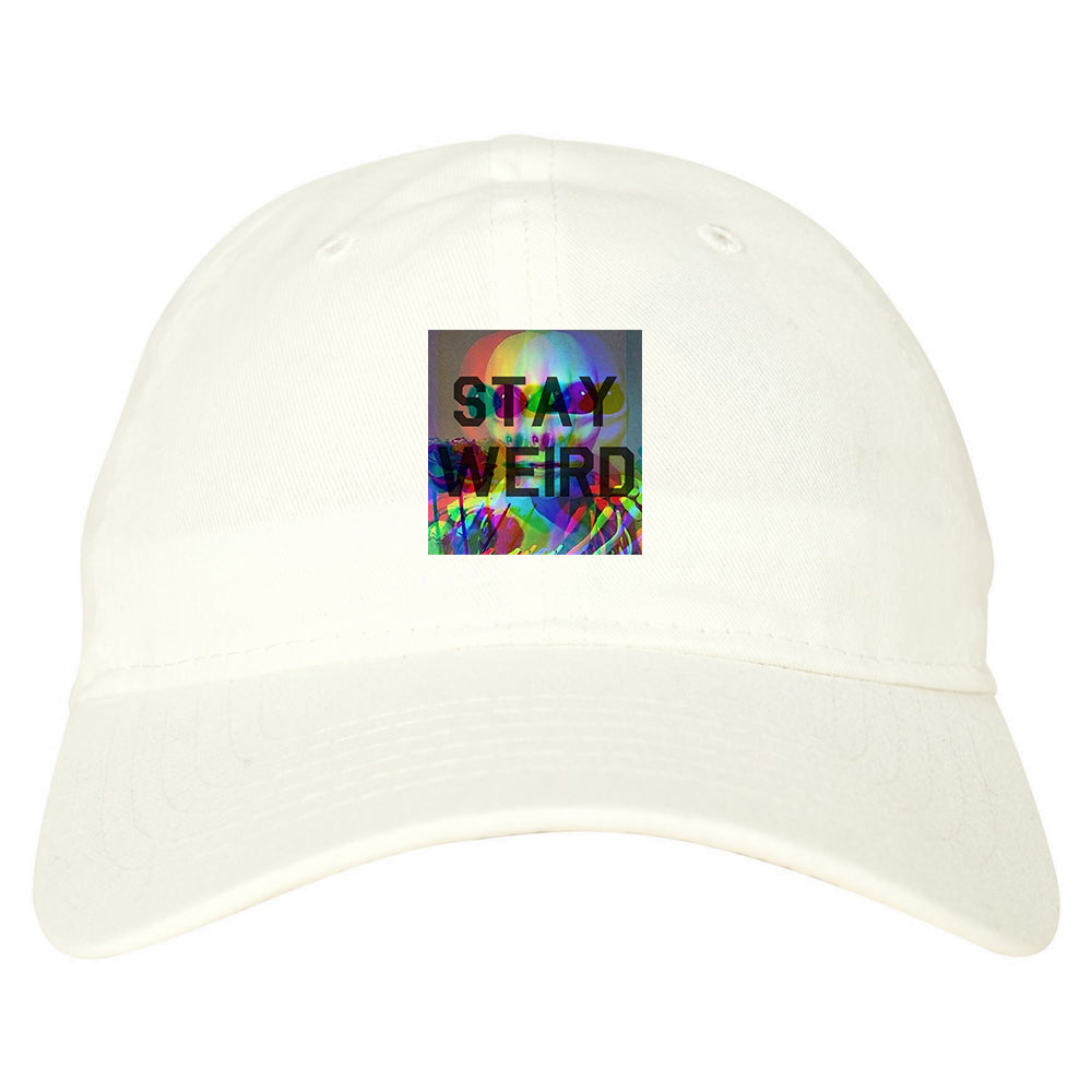 Stay Weird Alien Psychedelic white dad hat