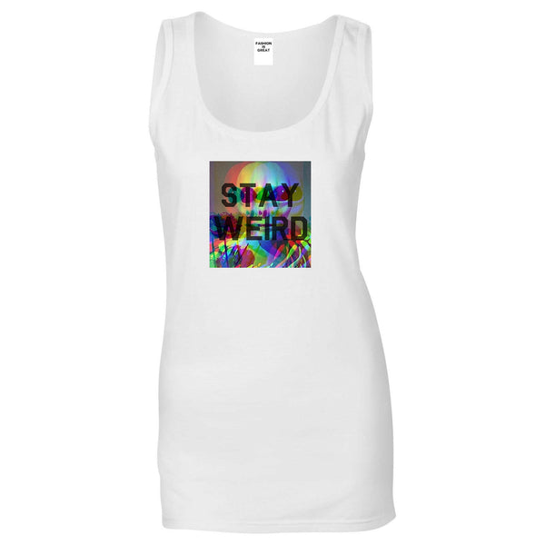 Stay Weird Alien Psychedelic White Womens Tank Top