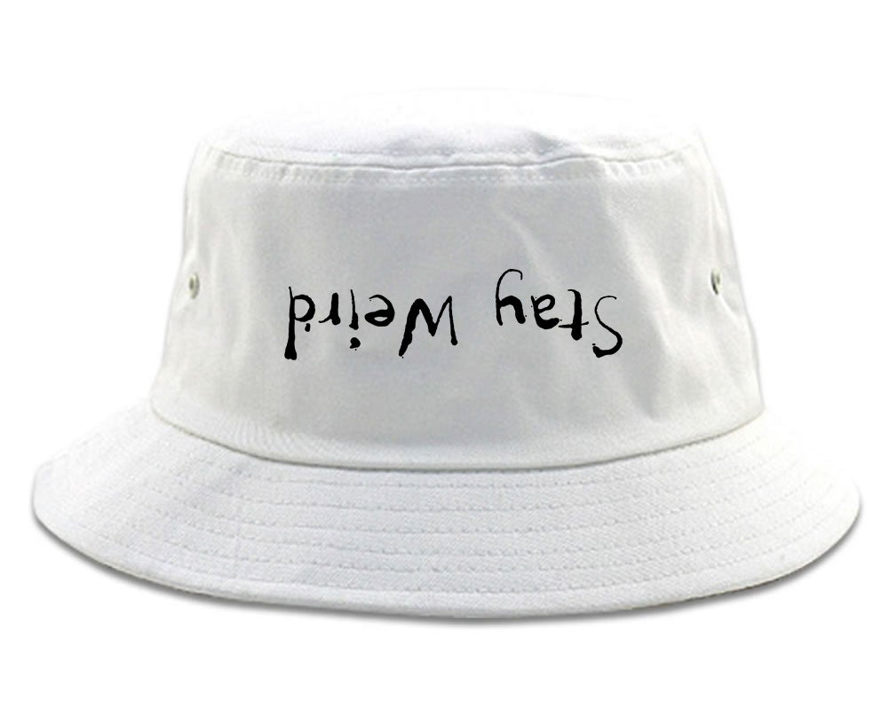 Stay Weird Upside Down Bucket Hat White