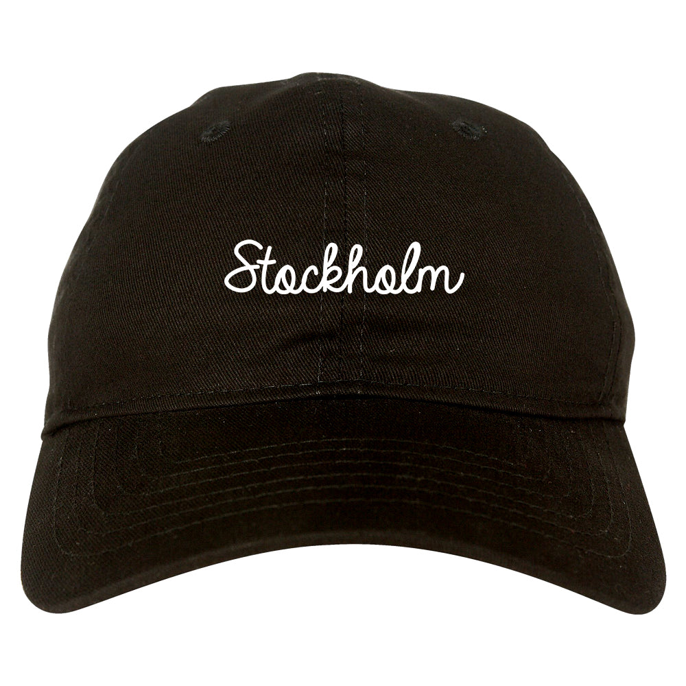 Stockholm Sweden Script Chest black dad hat