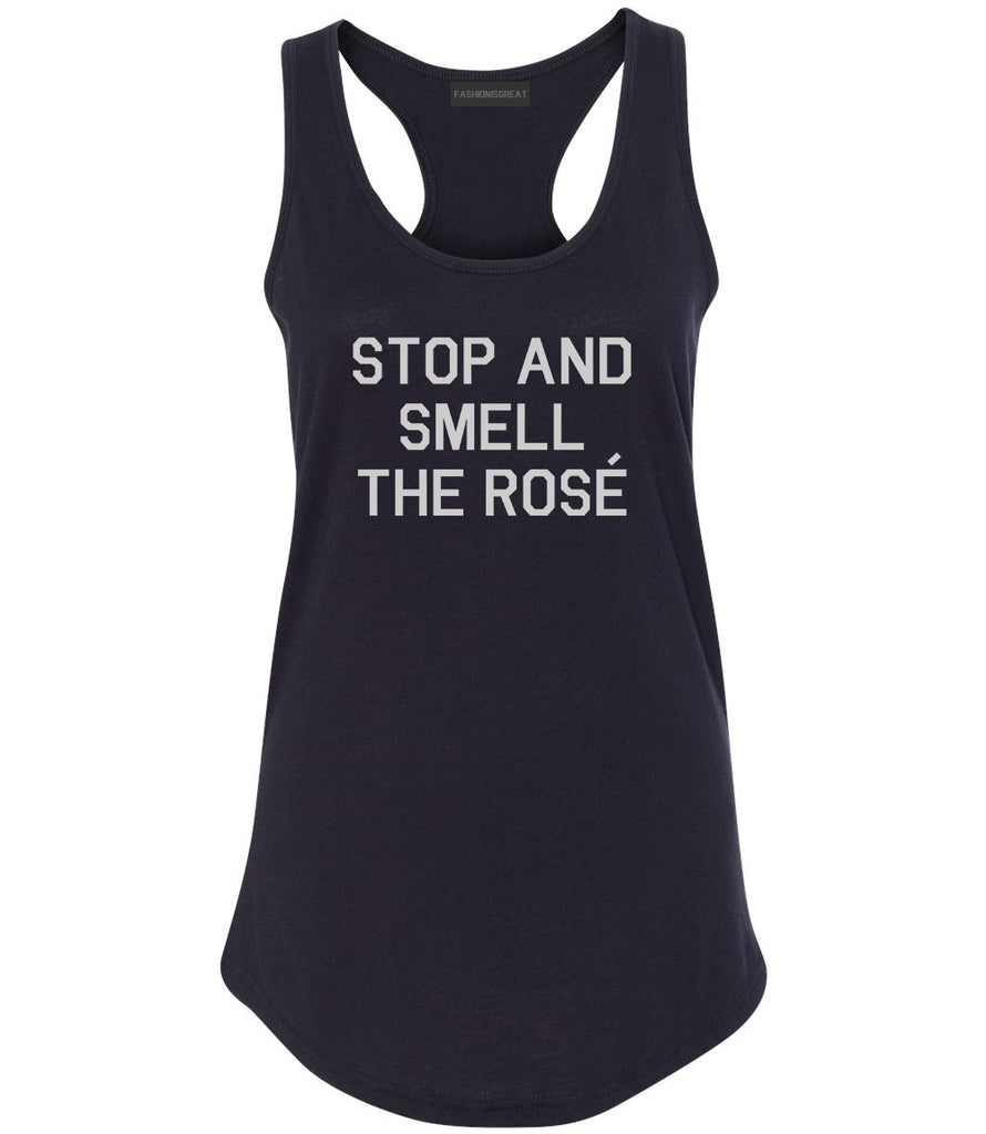 Stop And Smell The Rose Wine Black Racerback Tank Top