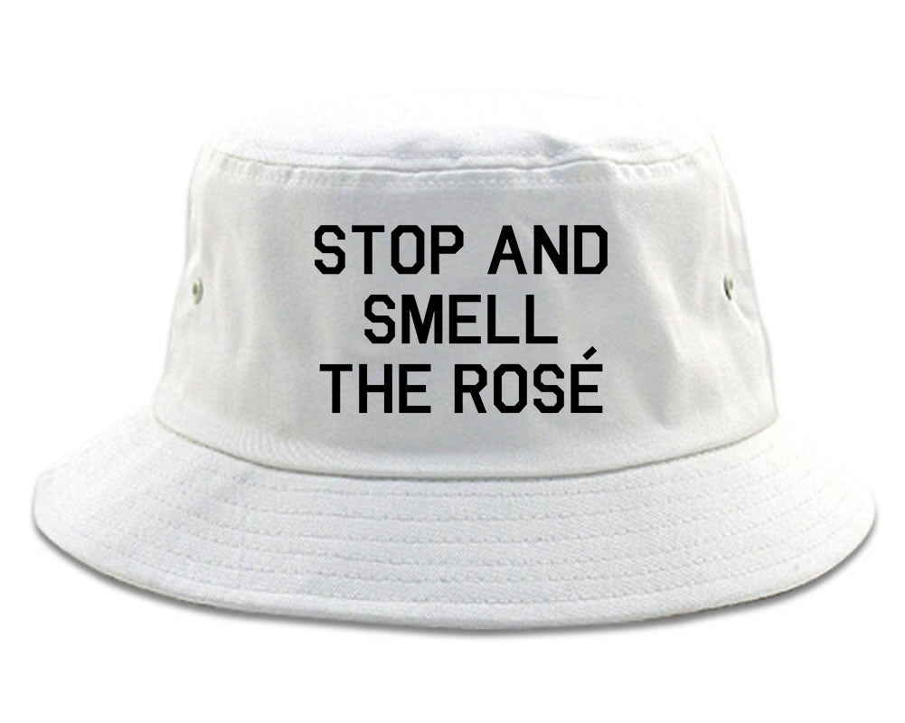 Stop And Smell The Rose Wine White Bucket Hat