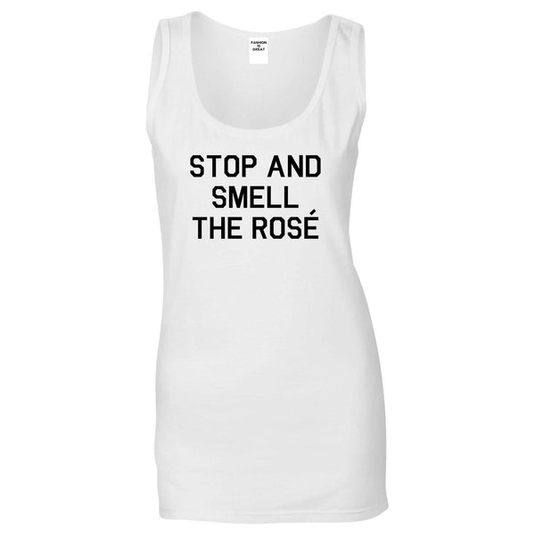 Stop And Smell The Rose Wine White Tank Top