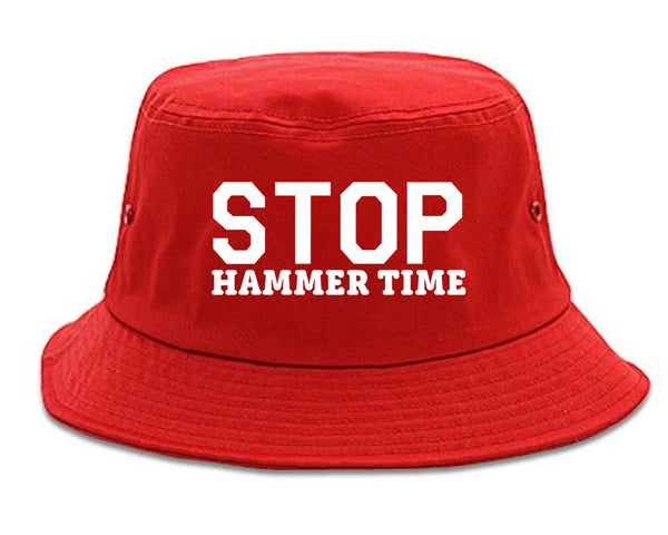 Stop Hammer Time 90s Rap Bucket Hat Red
