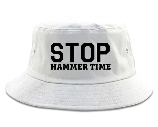 Stop Hammer Time 90s Rap Bucket Hat White