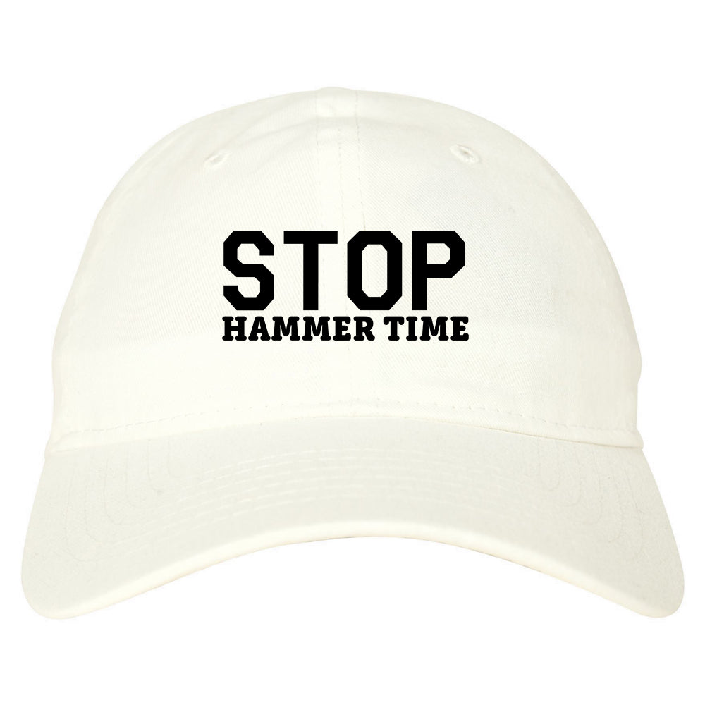 Stop Hammer Time 90s Rap Dad Hat White
