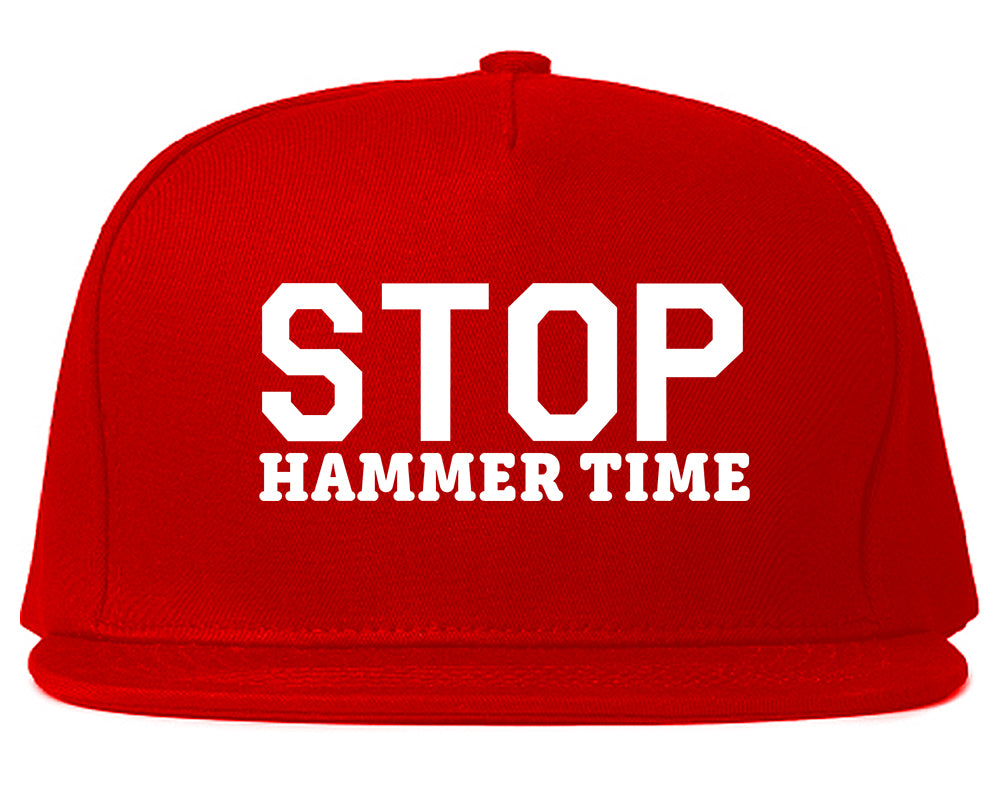 Stop Hammer Time 90s Rap Snapback Hat Red