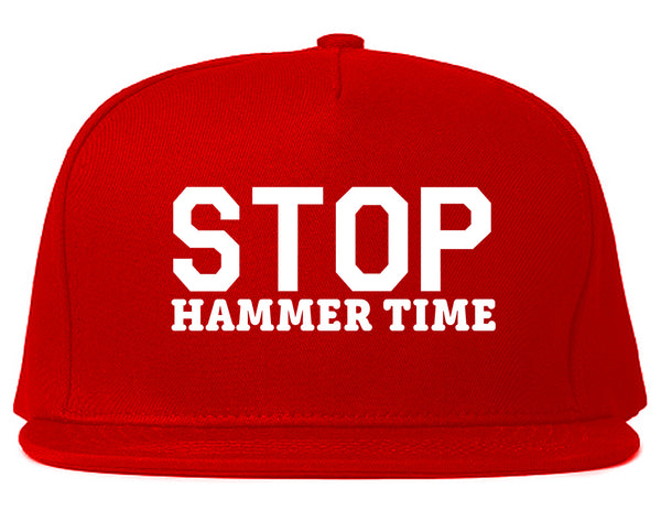 Stop Hammer Time 90s Rap Snapback Hat Red