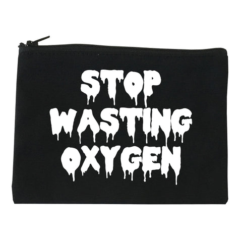 Stop Wasting Oxygen Funny Goth Makeup Bag Red