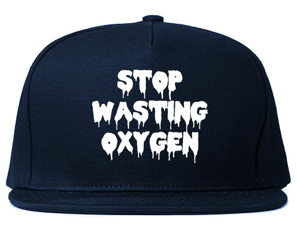 Stop Wasting Oxygen Funny Goth Snapback Hat Blue